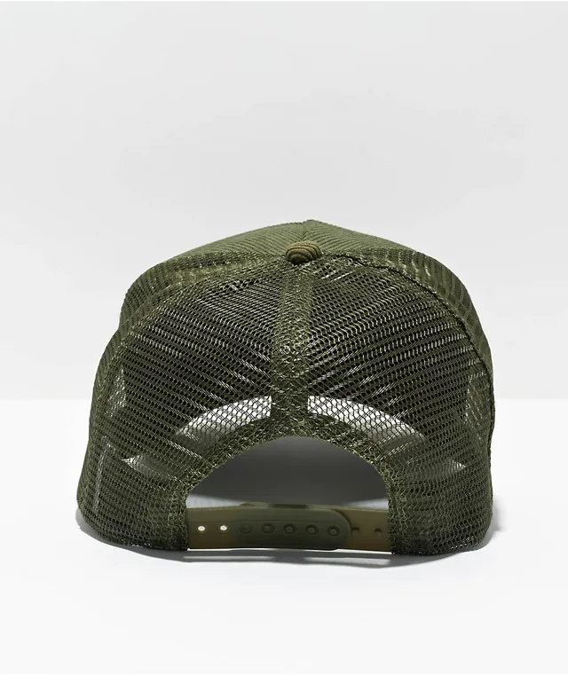 Men's Huk Olive Solid Trucker Snapback Hat