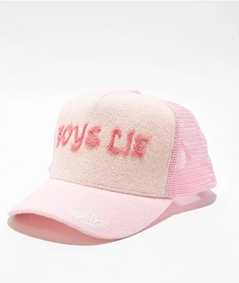 Boys Lie Pastel Me Terry Pink Trucker Hat