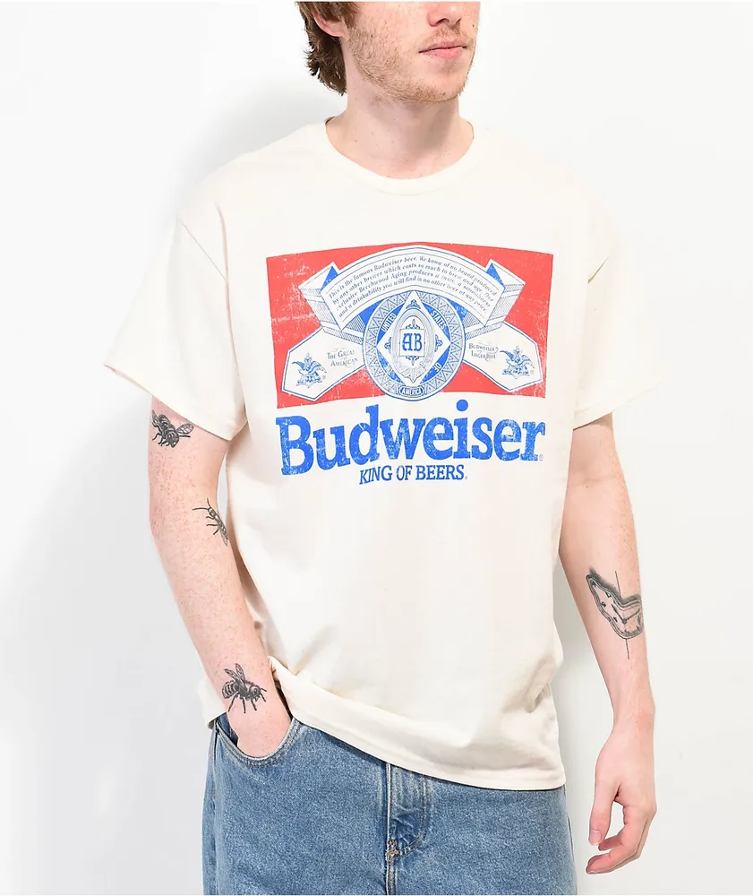 Brew City Budweiser Half Bud 1969 Label Natural T-Shirt