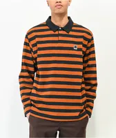 Brixton Beta Orange & Black Stripe Rugby Shirt