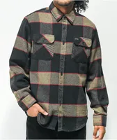 Brixton Bowery Brown, Grey, & Charcoal Plaid Flannel Shirt