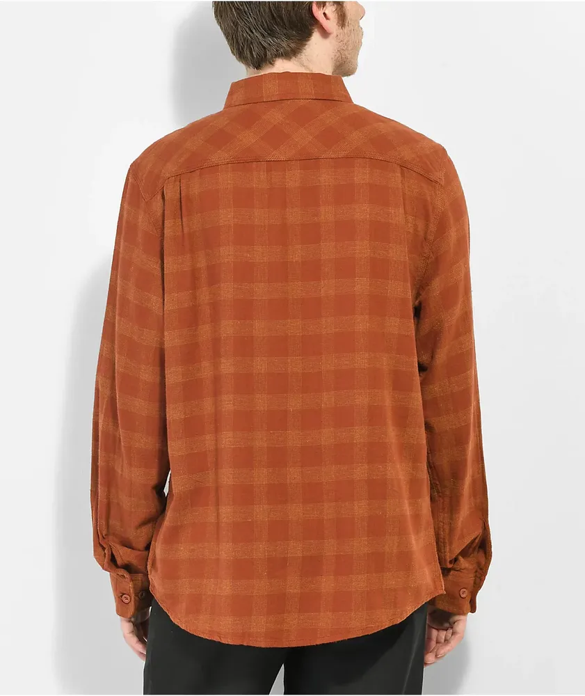 Brixton Bowery Flannel Rust & Copper Plaid Flannel Shirt