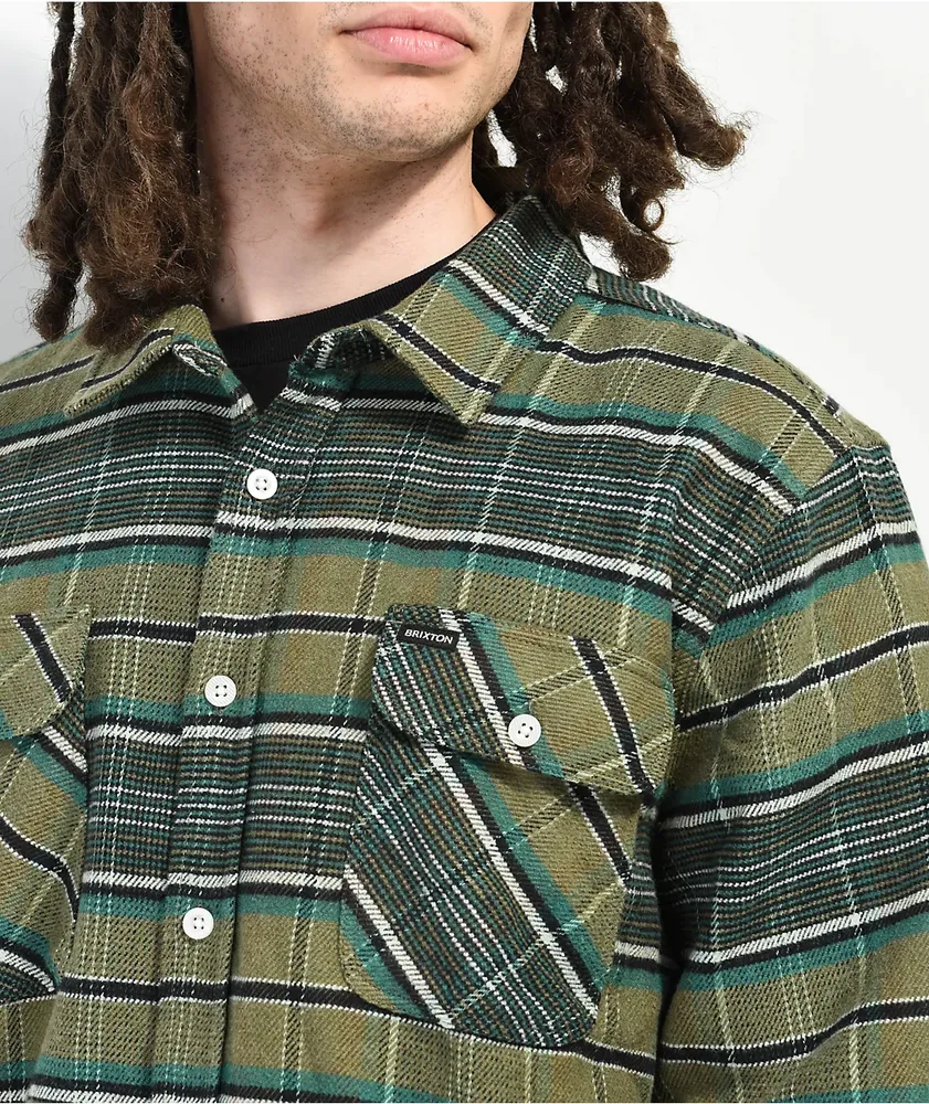 Brixton Bowery Green Flannel Shirt