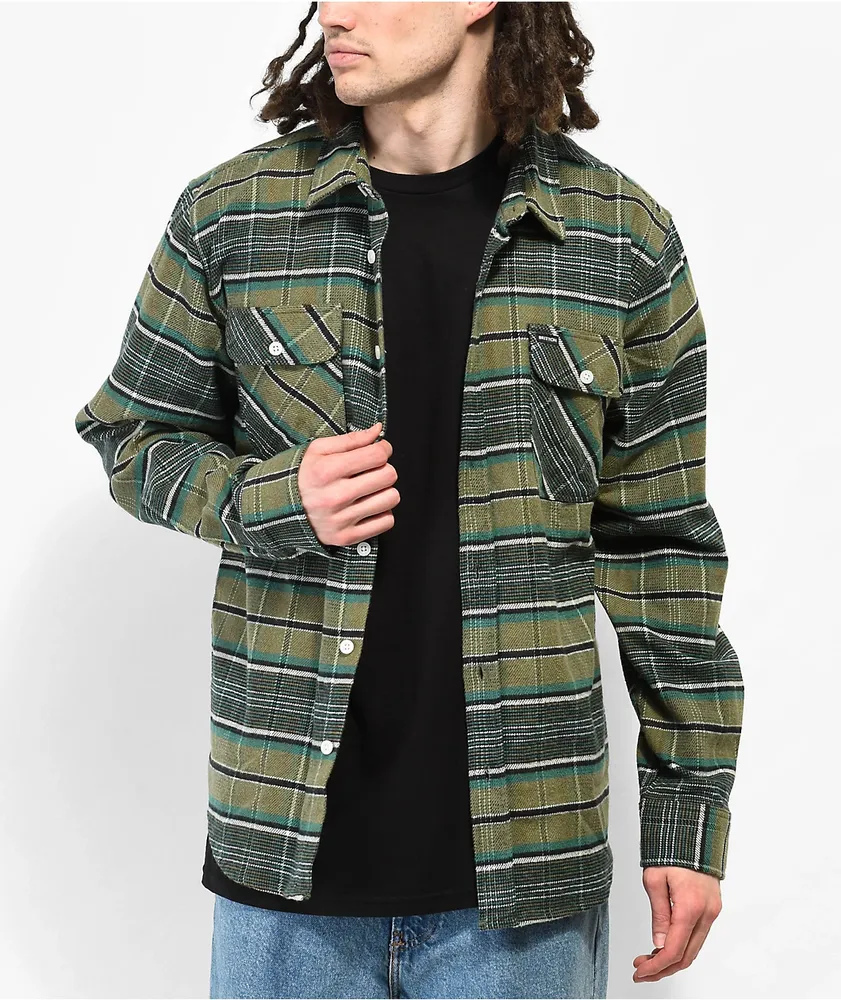 Brixton Bowery Green Flannel Shirt