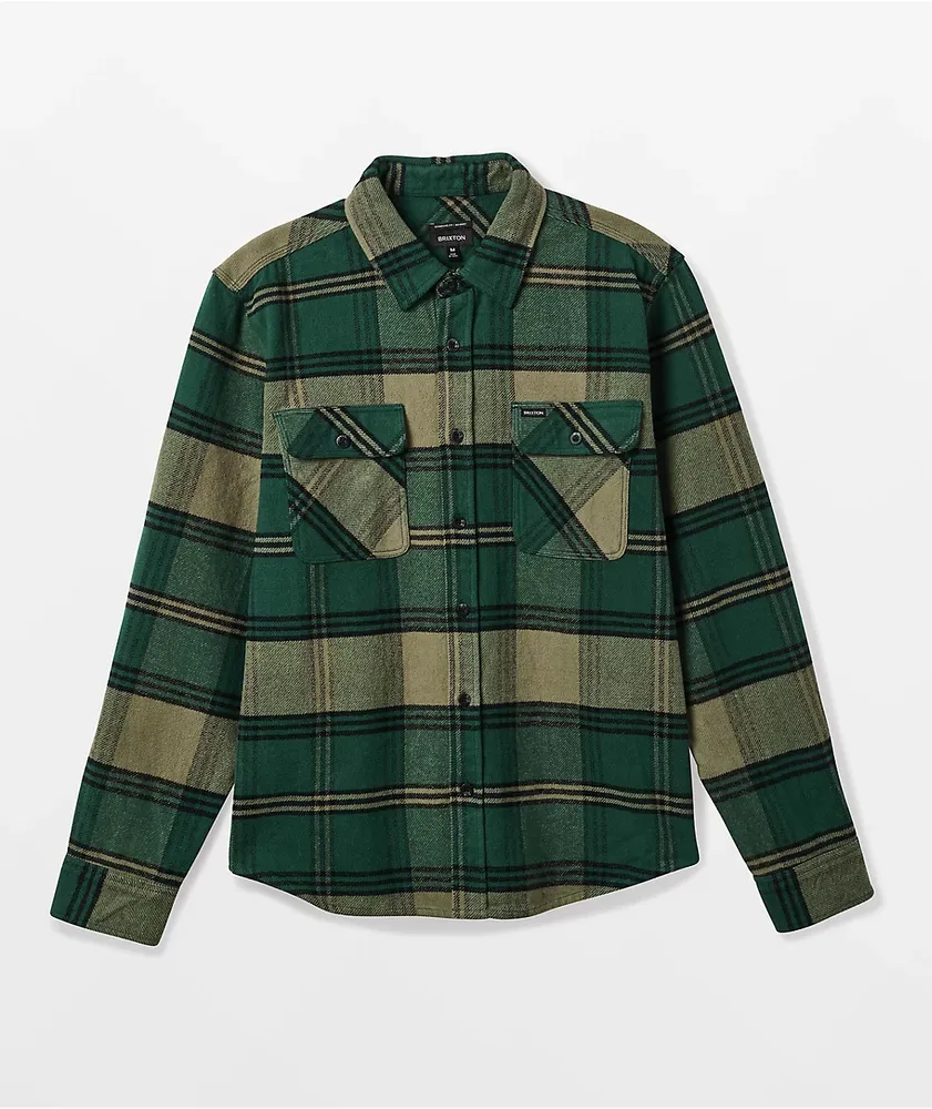 Brixton Bowery Green Heavy Flannel Shirt