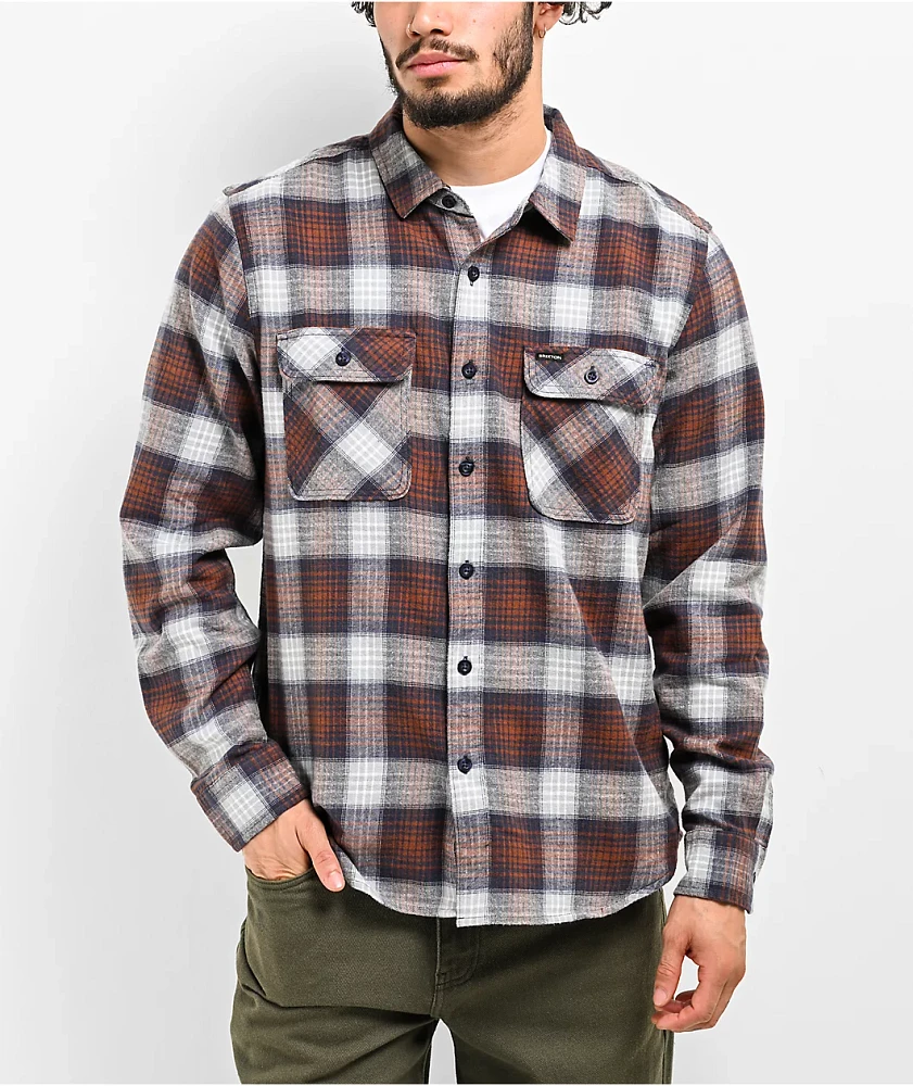 Brixton Bowery Lightweight Blue & Brown Flannel Shirt