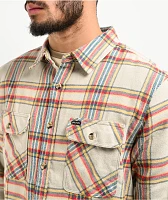 Brixton Bowery Sand & Red Flannel Shirt