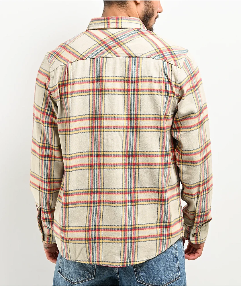 Brixton Bowery Sand & Red Flannel Shirt