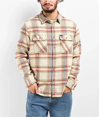 Brixton Bowery Sand & Red Flannel Shirt