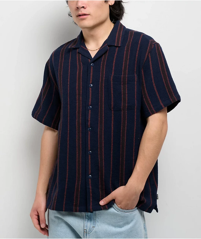 Brixton Bunker Navy Short Sleeve Button Up Shirt