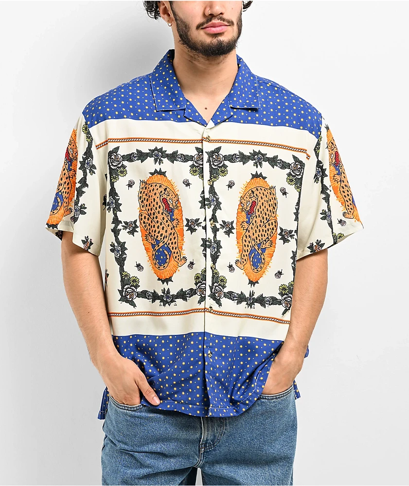 Brixton Bunker Reserve Fiesta Blue Short Sleeve Button Up Shirt