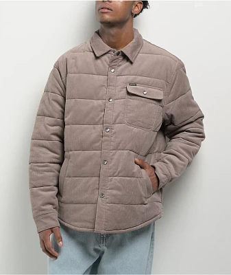 Brixton Cass Cinder Grey Corduroy Puffer Jacket