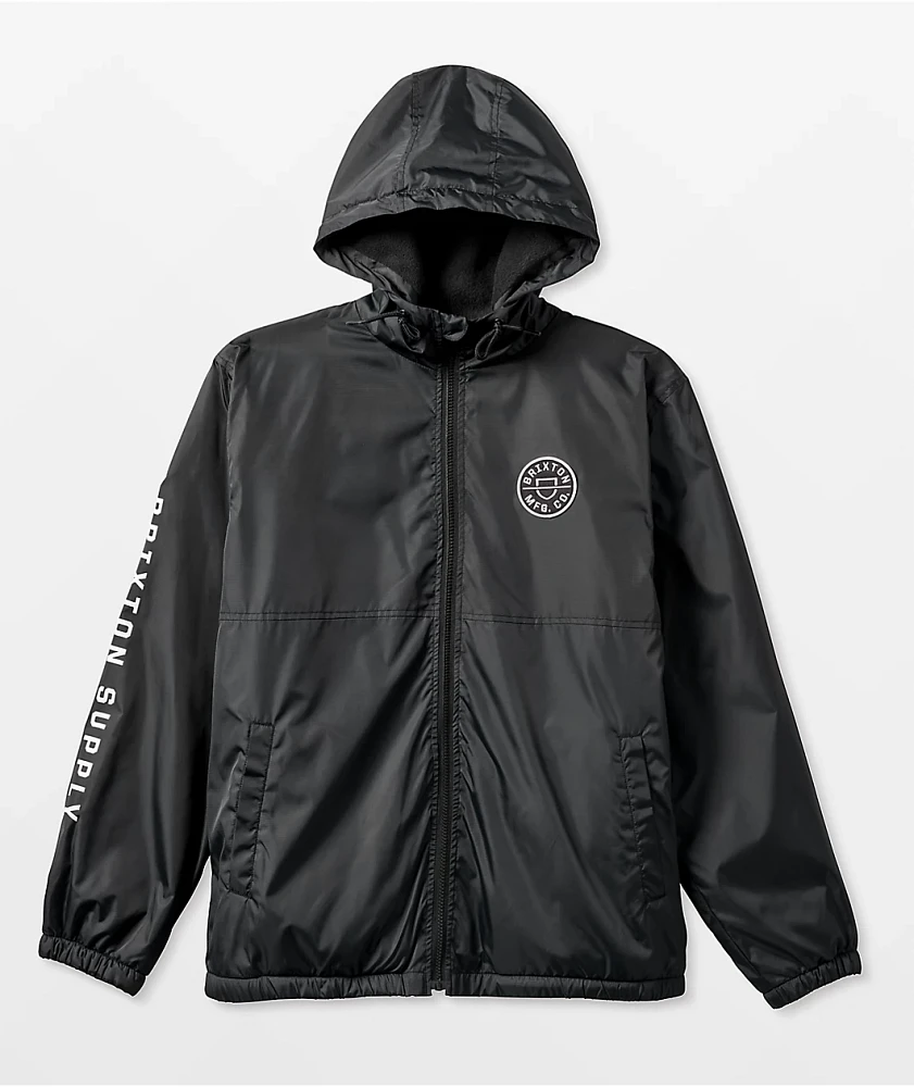 Brixton Claxton Crest Black Windbreaker Jacket