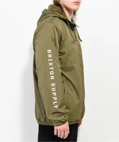 Brixton Claxton Crest Lined Olive Green Zip Jacket