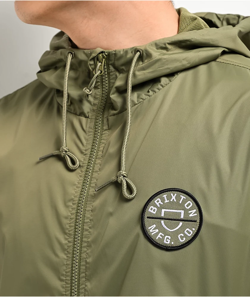 Brixton Claxton Crest Olive Windbreaker Jacket