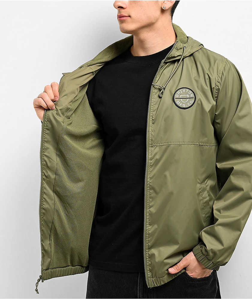 Brixton Claxton Crest Olive Windbreaker Jacket