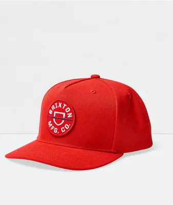 Brixton Crest Aurora Red Snapback Hat
