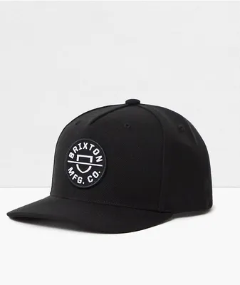 Brixton Crest Black Snapback Hat