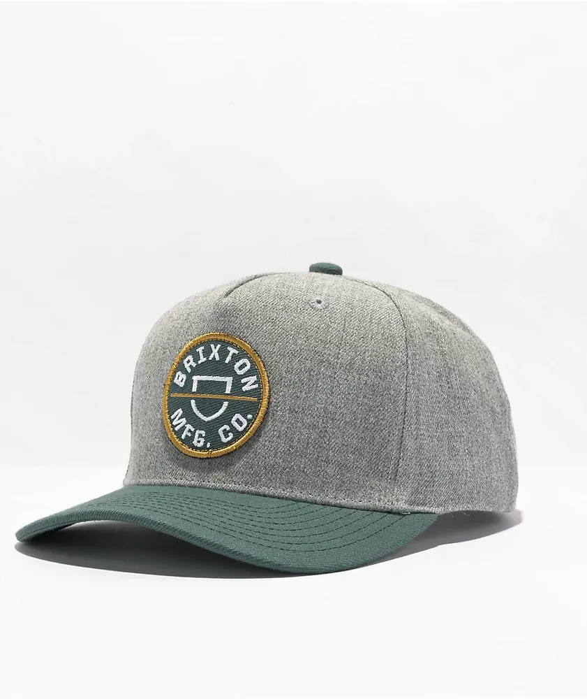 Brixton Crest Dark Heather & Dark Green Snapback Hat