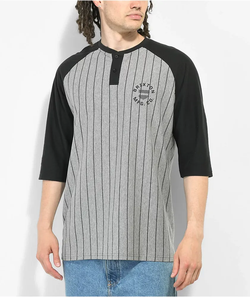 Brixton Crest Grey & Black Baseball T-Shirt