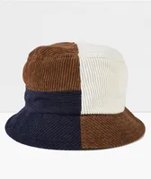 Brixton Gramercy Navy, Brown & White Packable Corduroy Bucket Hat