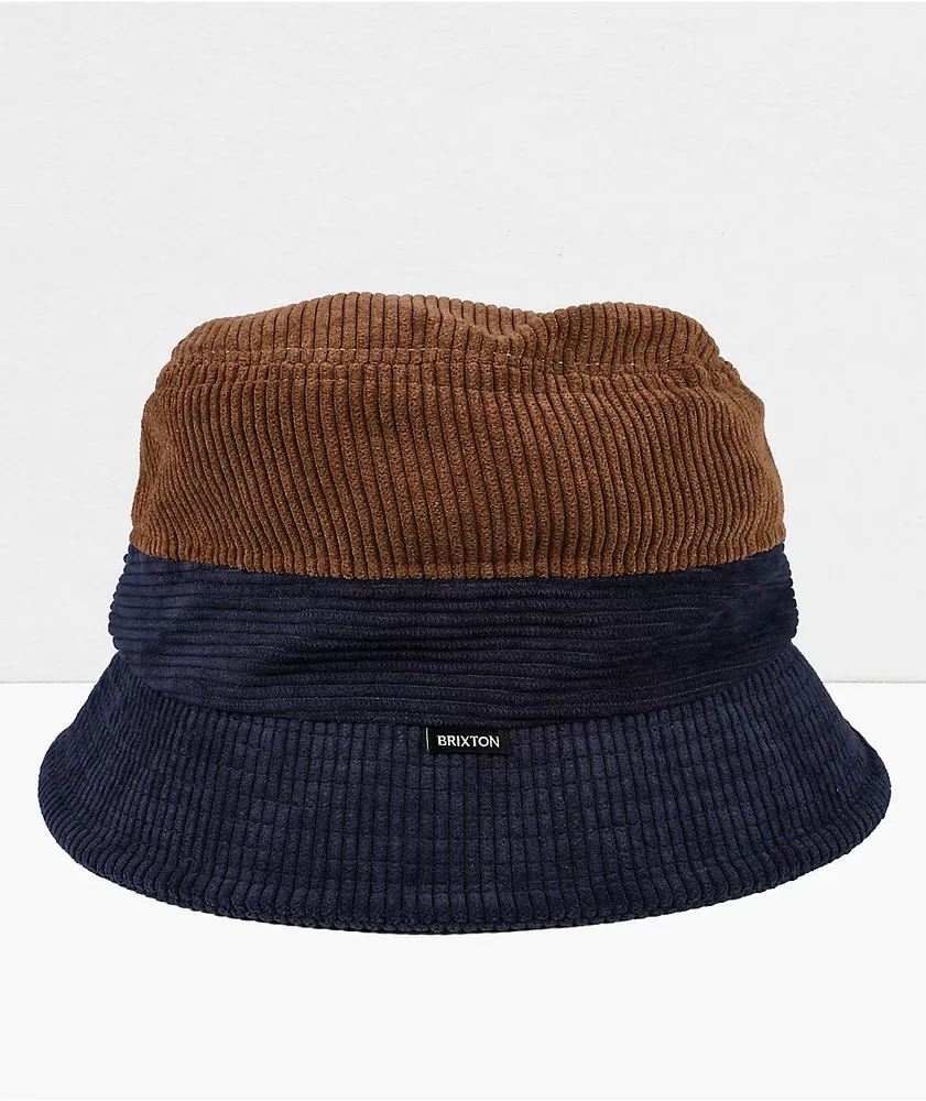 Brixton Gramercy Navy, Brown & White Packable Corduroy Bucket Hat