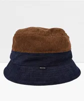 Brixton Gramercy Navy, Brown & White Packable Corduroy Bucket Hat