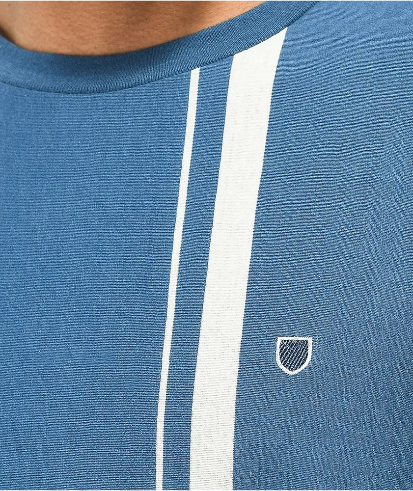 Brixton Hilt Shield Blue & White Stripe T-Shirt