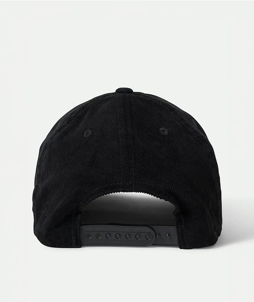 Brixton Inwood Black Corduroy Snapback Hat