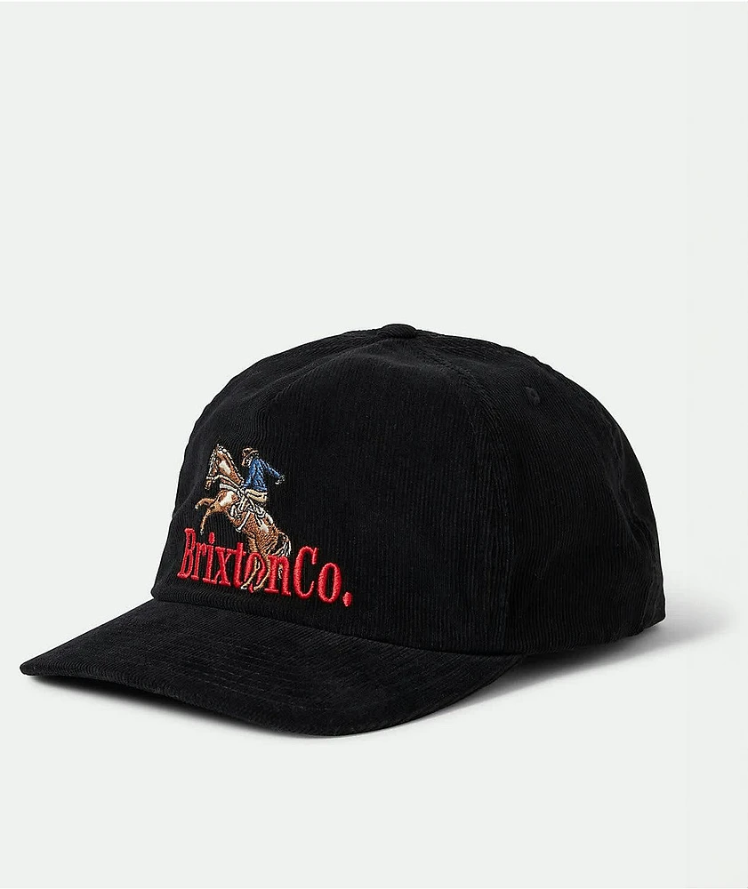 Brixton Inwood Black Corduroy Snapback Hat