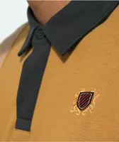 Brixton Lion Crest Tan Long Sleeve Rugby Shirt