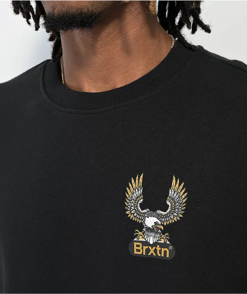 Brixton Merrick Black Fleece Crewneck Sweatshirt