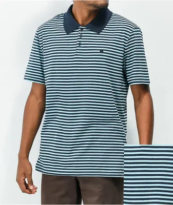 Brixton Micro Stripe Navy & Blue Polo Shirt