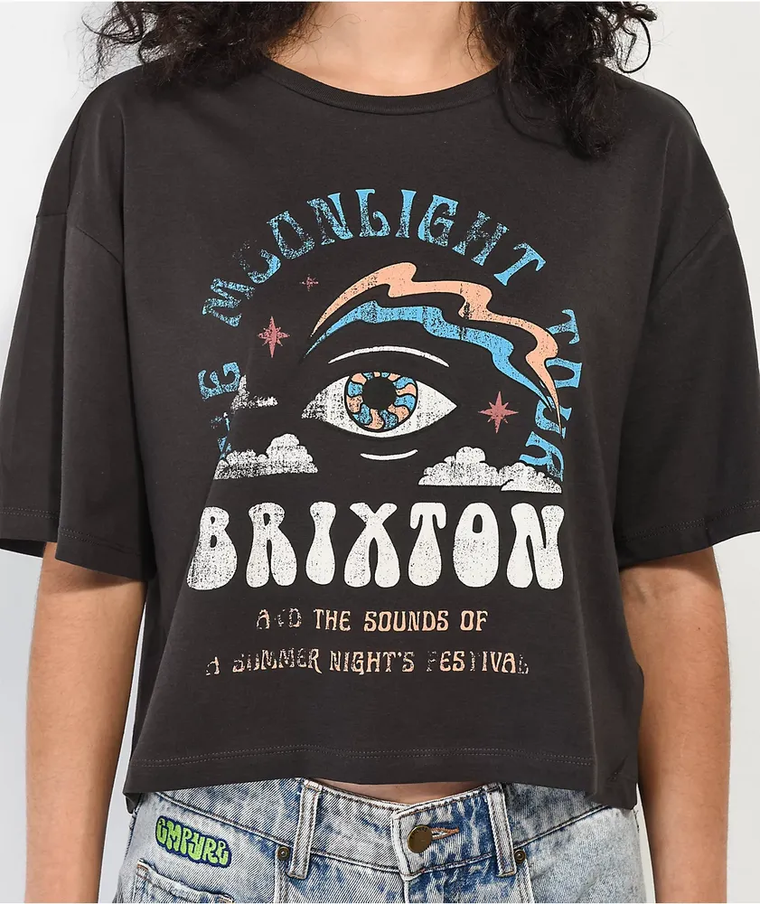 Brixton Moonlight Tour Black Wash Crop T-Shirt