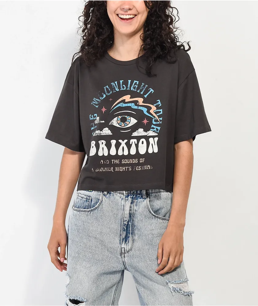 Brixton Moonlight Tour Black Wash Crop T-Shirt