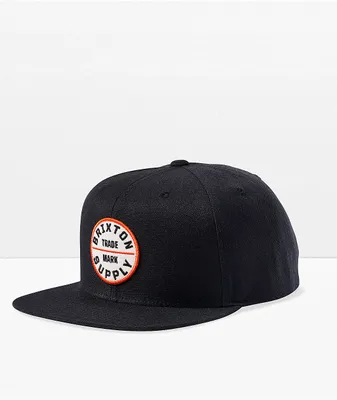 Brixton Oath II Black & Orange Snapback Hat