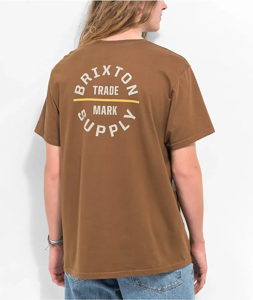 Brixton Oath V Brown & Gold T-Shirt