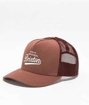 Brixton Postal Netplus Brown Trucker Hat