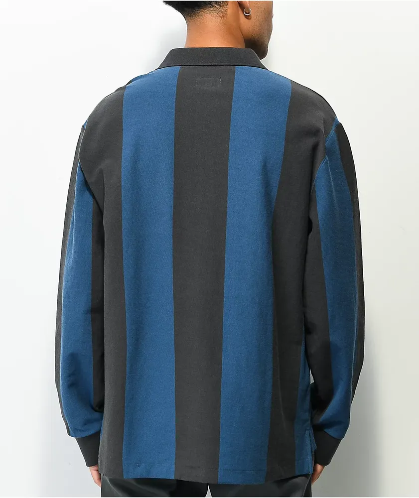 Brixton Shield Black & Blue Stripe Rugby Shirt