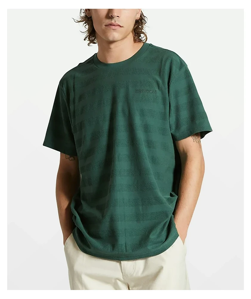 Brixton The City Jacquard Stripe Green T-Shirt