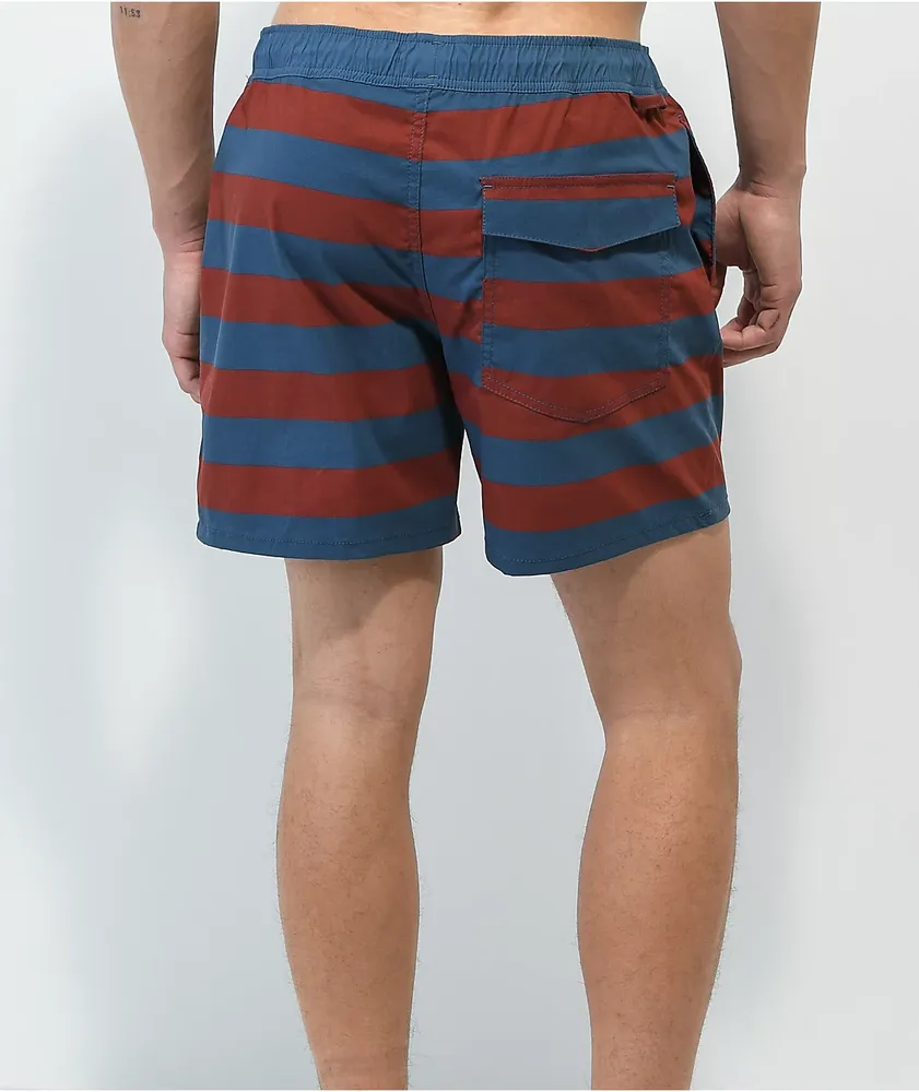 Brixton Voyage Red & Blue Stripe Board Shorts