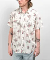 Brixton Wayne Stretch Cream Short Sleeve Button Up Shirt