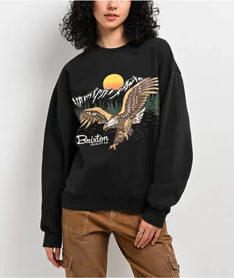 Brixton Wyoming Black Crewneck Sweatshirt 