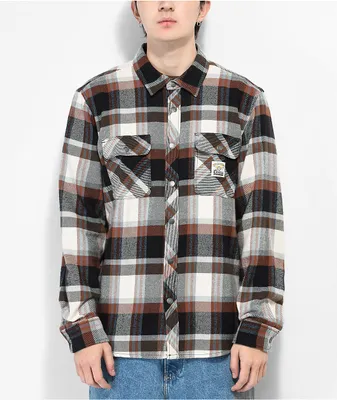 Brixton x Coors Pow Bowery Brown & Blue Flannel Shirt