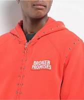 Broken Promises Adorned Red Zip Hoodie