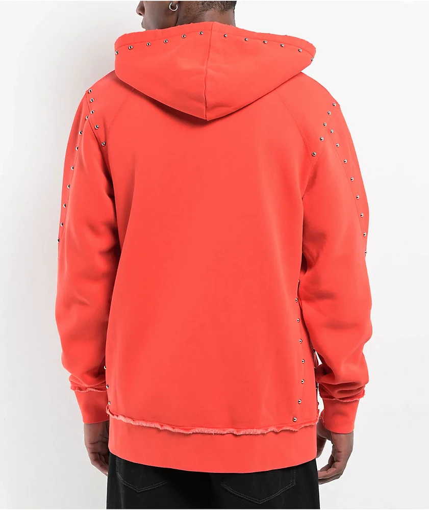 Broken Promises Adorned Red Zip Hoodie