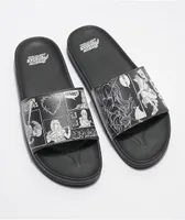 Broken Promises Arcade Mode Black & White Slide Sandals