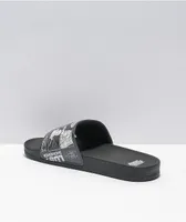 Broken Promises Arcade Mode Black & White Slide Sandals