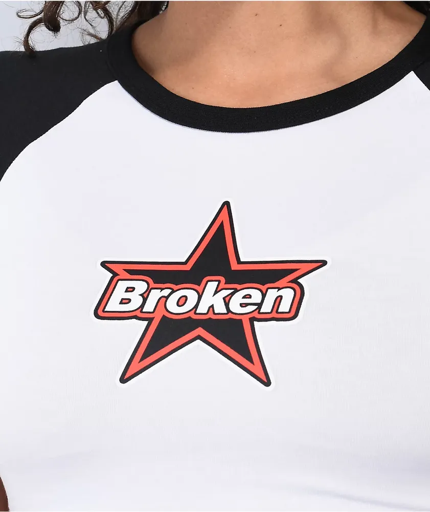 Broken Promises Astral Black & White Raglan Crop T-Shirt