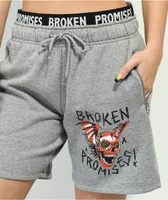 Broken Promises Batwing Grey Banded Sweat Shorts